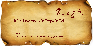 Kleinman Árpád névjegykártya